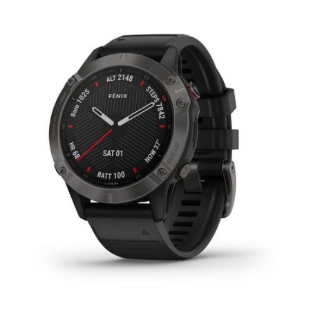 Garmin Fenix 6 Sapphire Carbon DLC Szürke / Fekete szíj