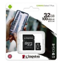   Kingston Canvas Select Plus 32GB MicroSDHC CL10 memóriakártya + SD adapter