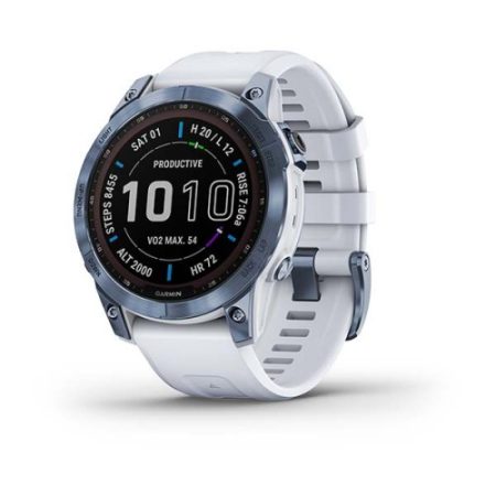Garmin Fenix 7 Sapphire Solar Ásványkék DLC Titánium/Fehér szíj