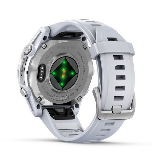 Garmin Fenix 8 AMOLED 43mm Ezüst/Fehér szilikon szíj 