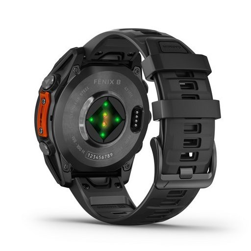 Garmin Fenix 8 AMOLED 47mm Sötétszürke/Fekete szilikon szíj 