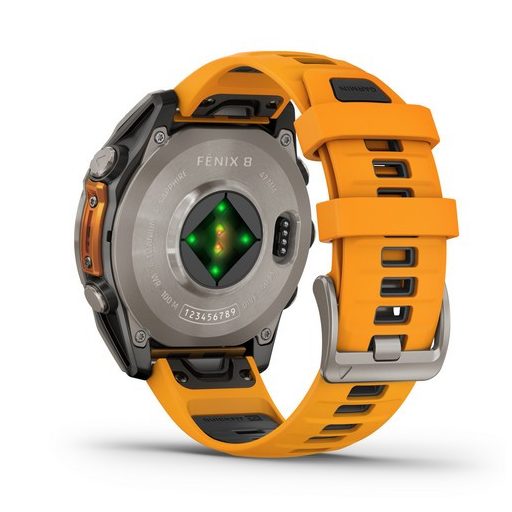 Garmin Fenix 8 AMOLED 47mm Sapphire Titánium Narancs/Grafitszürke szilikon szíj