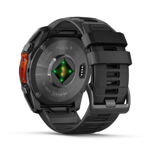 Garmin Fenix 8 AMOLED 51mm Sötétszürke/Fekete szilikon szíj 