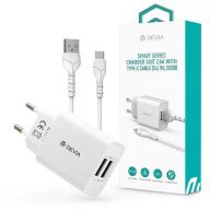 Devia Smart Charger 2xUSB hál.ad. 2,4A+USB-C fehér