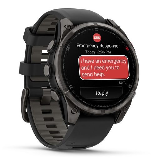 Garmin Fenix 8 Pro AMOLED 47mm Sapphire karbonszürke DLC Titanium fekete/szürke szilikon szíj