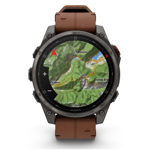 Garmin Fenix 8 Pro AMOLED 47mm Sapphire karbonszürke DLC Titanium barna bőr- és fekete/szürke szilikon szíj
