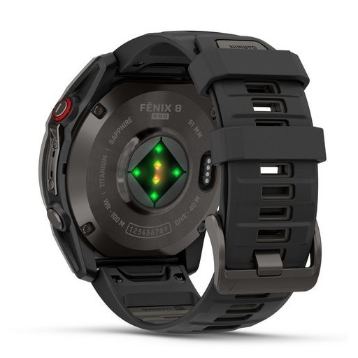 Garmin Fenix 8 Pro AMOLED 51mm Sapphire karbonszürke DLC Titanium fekete/szürke szilikon szíj