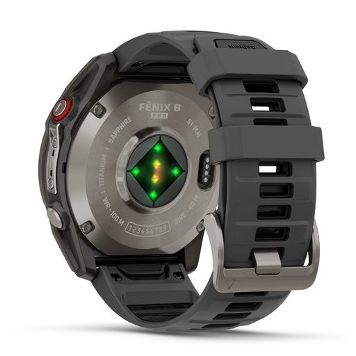 Garmin Fenix 8 Pro AMOLED 51mm Sapphire Titanium grafit/fekete szilikon szíj