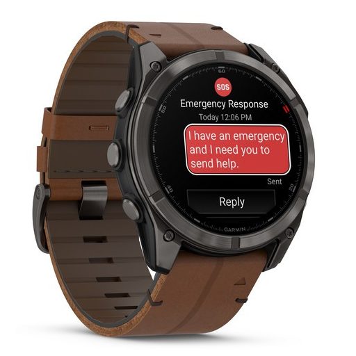 Garmin Fenix 8 Pro AMOLED 51mm Sapphire karbonszürke DLC Titanium barna bőr- és fekete/szürke szilikon szíj