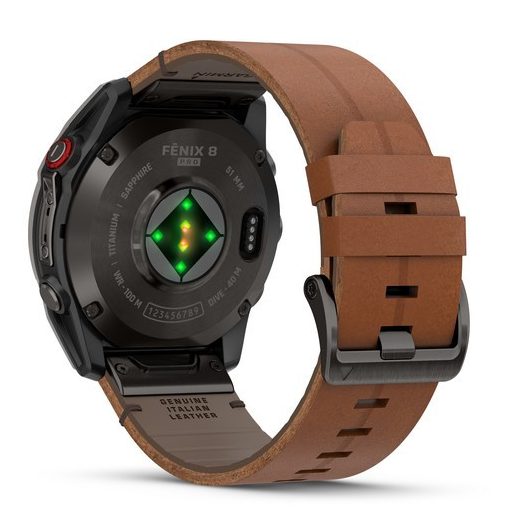 Garmin Fenix 8 Pro AMOLED 51mm Sapphire karbonszürke DLC Titanium barna bőr- és fekete/szürke szilikon szíj
