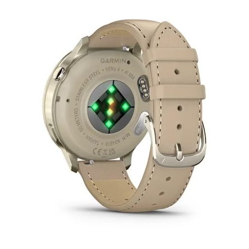 Garmin Venu 4 41mm Lunar Gold / Csontszínű szilikon- és Homokszínű bőrszíj