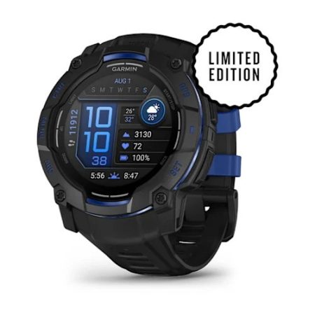 Garmin Instinct 3 50mm AMOLED Fekete/Fekete-Kék szilikon szíj (LIMITED EDITION)