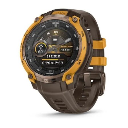 Garmin Instinct Crossover AMOLED Bronz-sárga/Kakaóbarna szíj