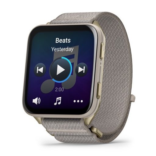 Garmin Venu X1 Soft Gold Titanium / French Gray Comfortfit Nylon szíj 