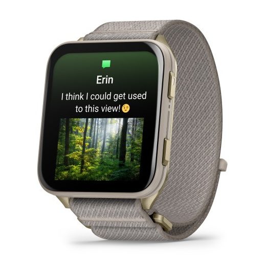 Garmin Venu X1 Soft Gold Titanium / French Gray Comfortfit Nylon szíj 