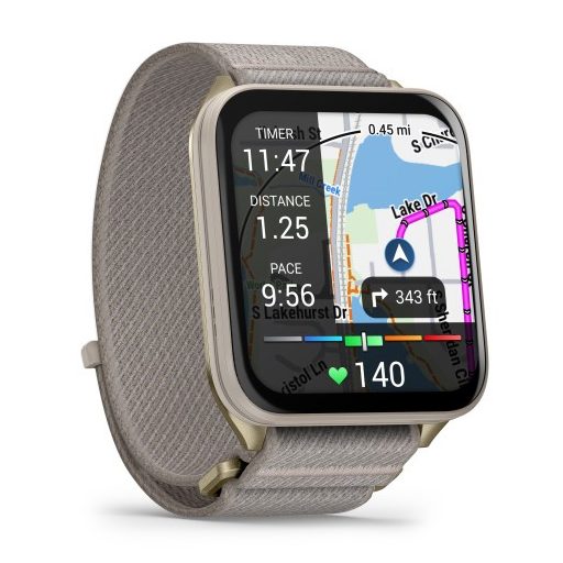 Garmin Venu X1 Soft Gold Titanium / French Gray Comfortfit Nylon szíj 