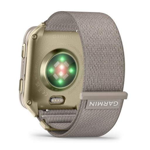 Garmin Venu X1 Soft Gold Titanium / French Gray Comfortfit Nylon szíj 