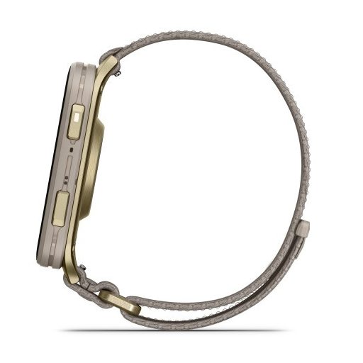 Garmin Venu X1 Soft Gold Titanium / French Gray Comfortfit Nylon szíj 