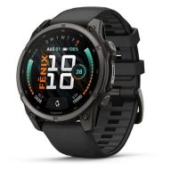   Garmin Fenix 9 47mm AMOLED szürke DLC Titanium fekete szilikon szíj