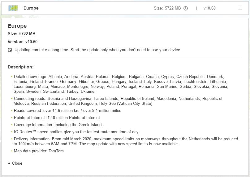 TomTom Eurpe Map v10.60