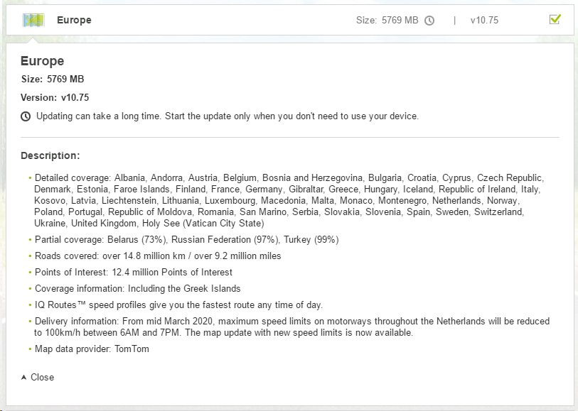 TomTom Eurpe Map v10.75